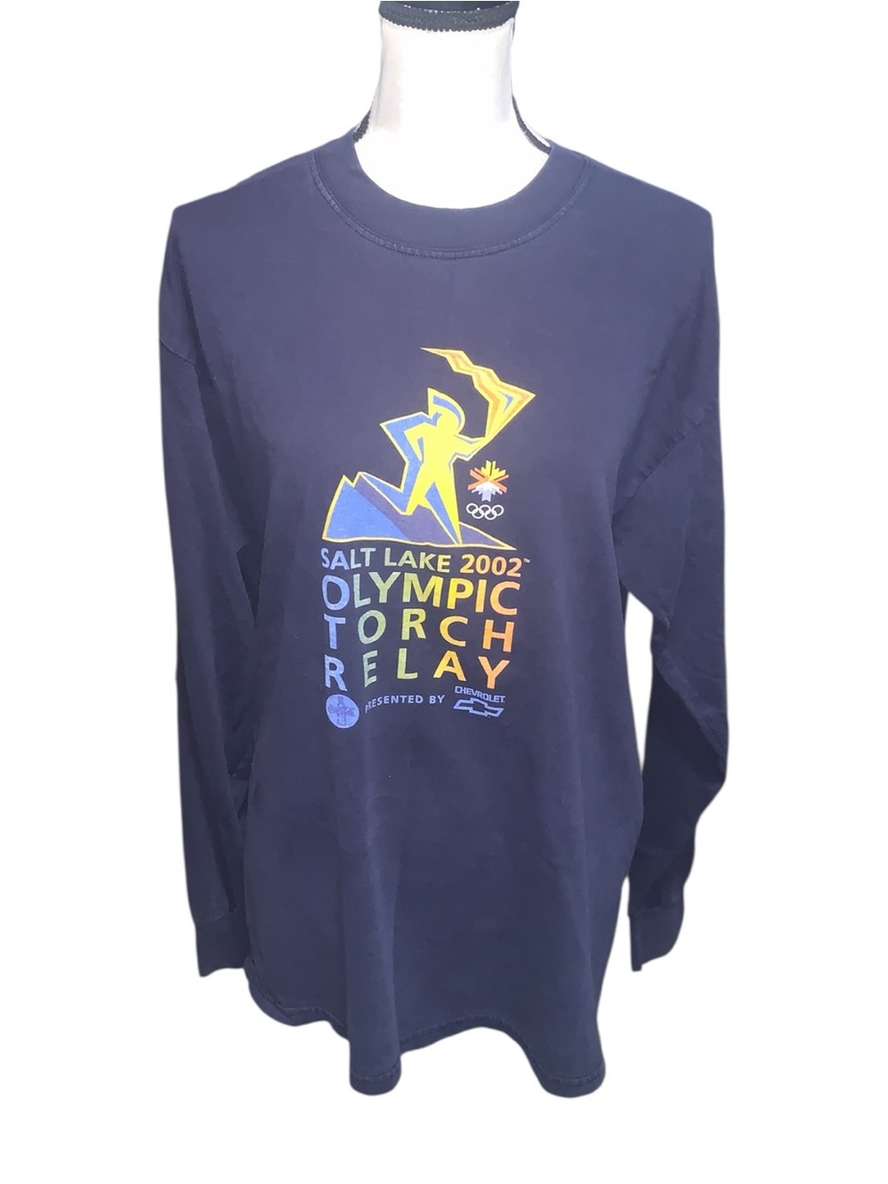 Vintage 2002 Salt Lake Olympics Torch Relay Chevrolet Long Sleeve T-Shirt